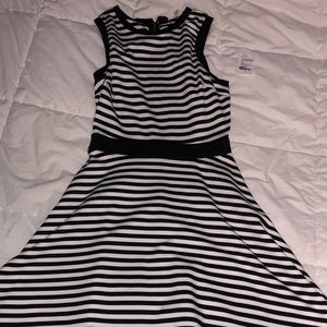 Black and white striped dress